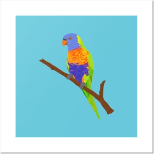 Rainbow Lorikeet on a Twig Posters and Art